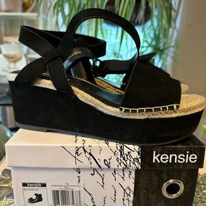 Kensie Black Platform Espadrille Sandals, size 10